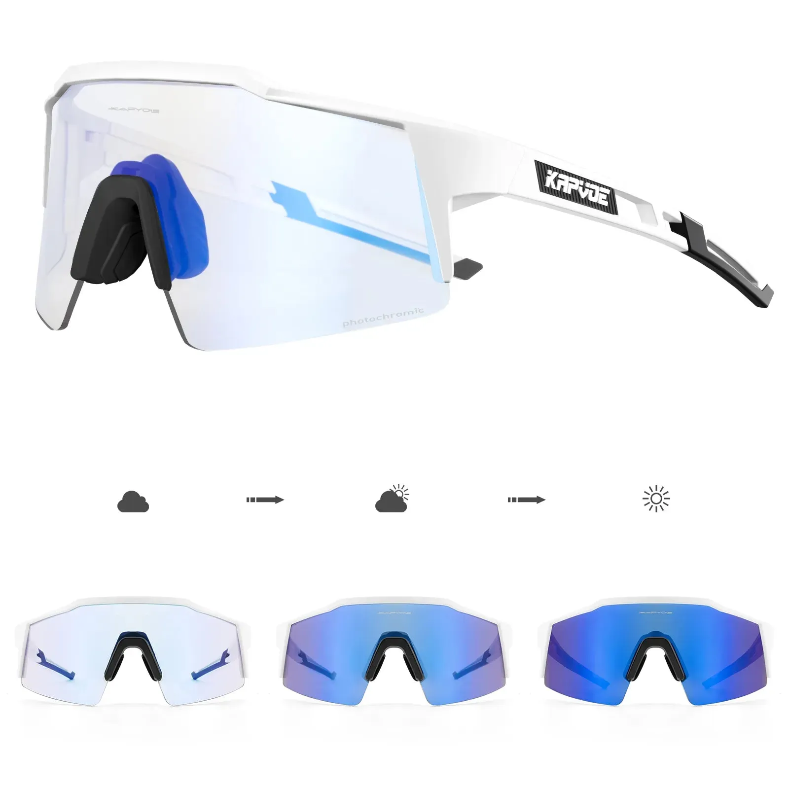 Kapvoe Red Photochromic Cycling Sunglasses Men UV400 Outdoor Bicycle Sunglasses Blue Glasses New Cycl Mountain Goggles Eyewear