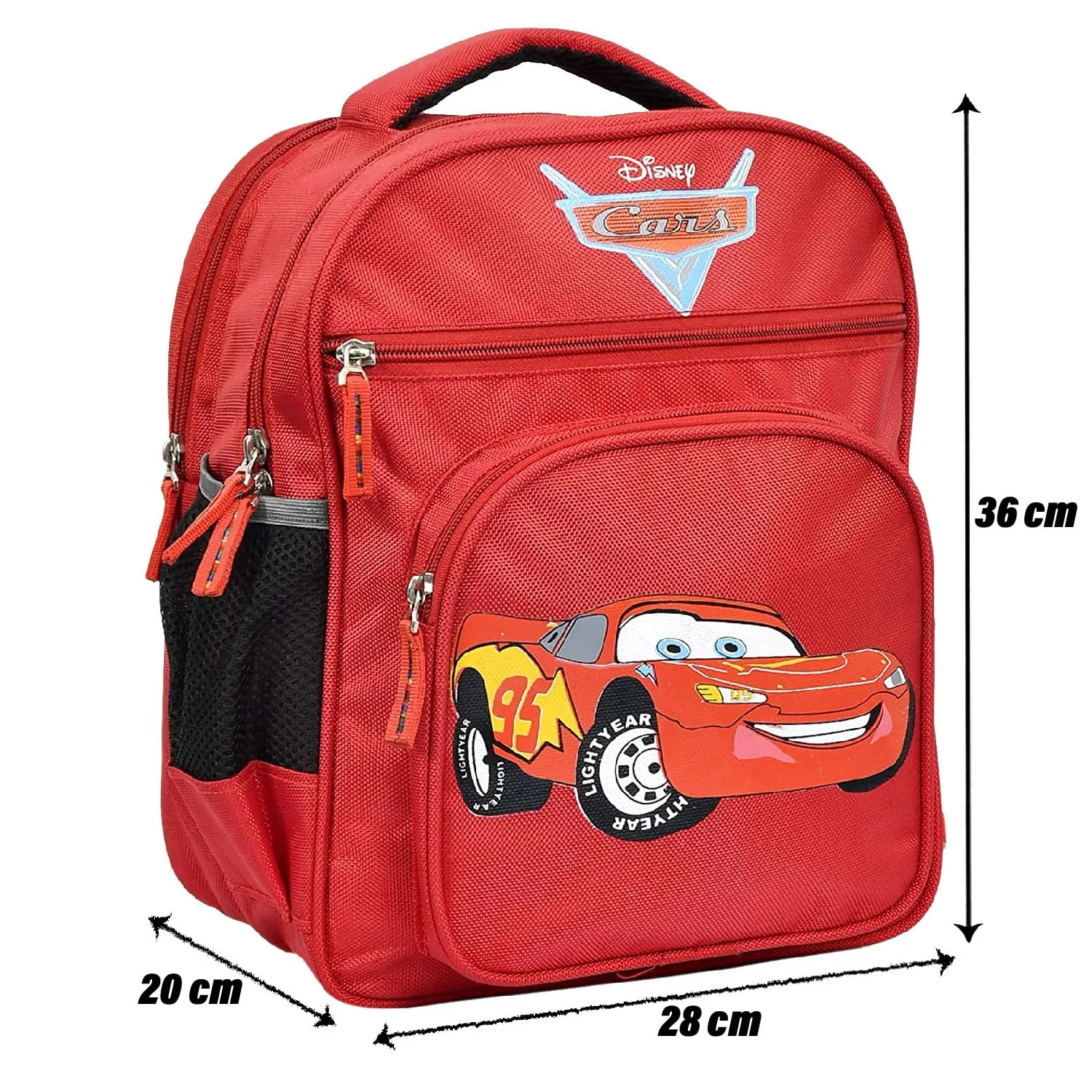 Kuber Industries Fictional Car School Bag | Kids School Bags | Student Bookbag | Spacious School Bag | School Bag for Girls & Boys | School Backpack for Kids | 4 Compartments School Bag | Red