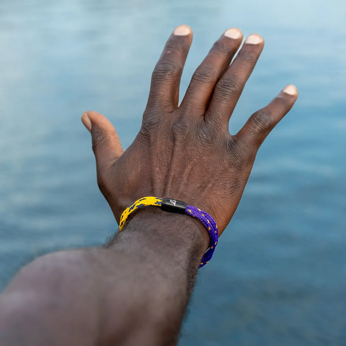 LA Lakers Bracenet Purple & Gold Upcycled Fishing Net Bracelet