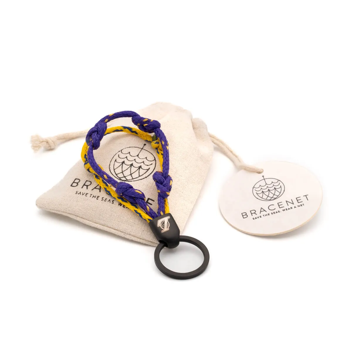 LA Lakers Bracenet Purple & Gold Upcycled Fishing Net Keychain