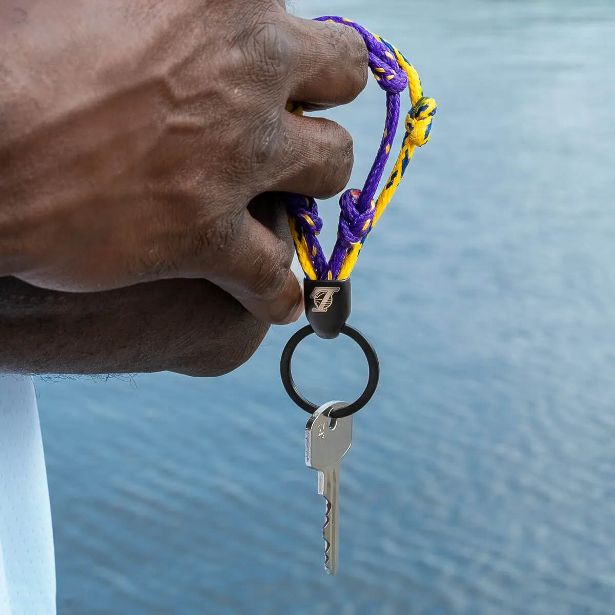 LA Lakers Bracenet Purple & Gold Upcycled Fishing Net Keychain