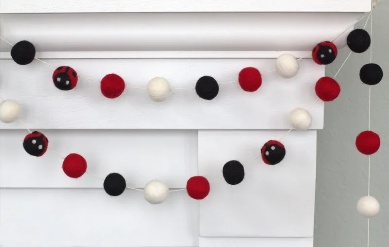 Ladybug Felt Garland- Red, Black