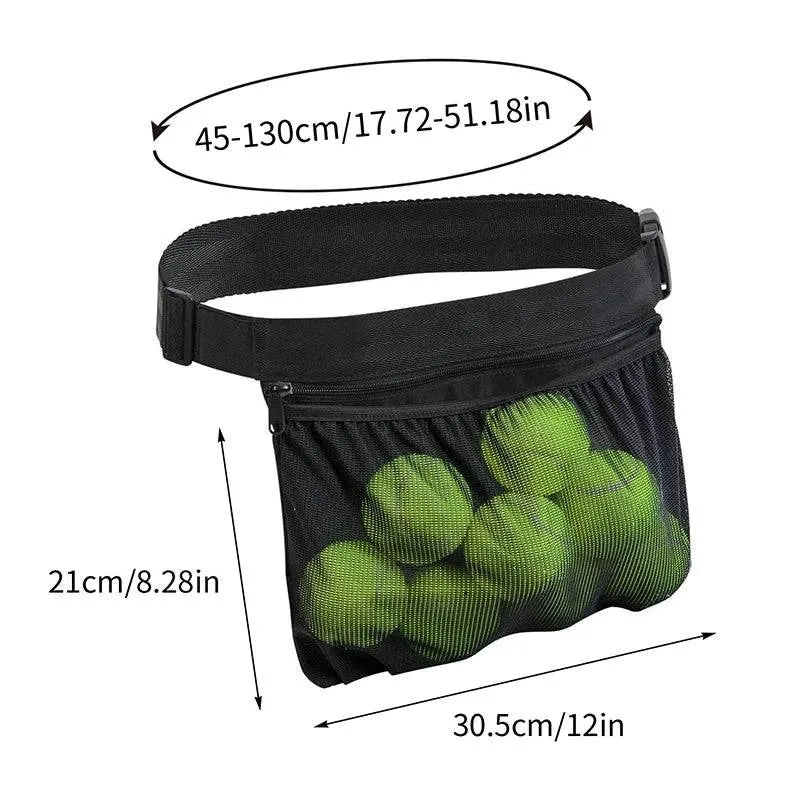 Large Capacity Tennis Training Ball Pocket Lightweight Multifunctional Tennis Ball Bag Adjustable Belt Professional Sports Gear