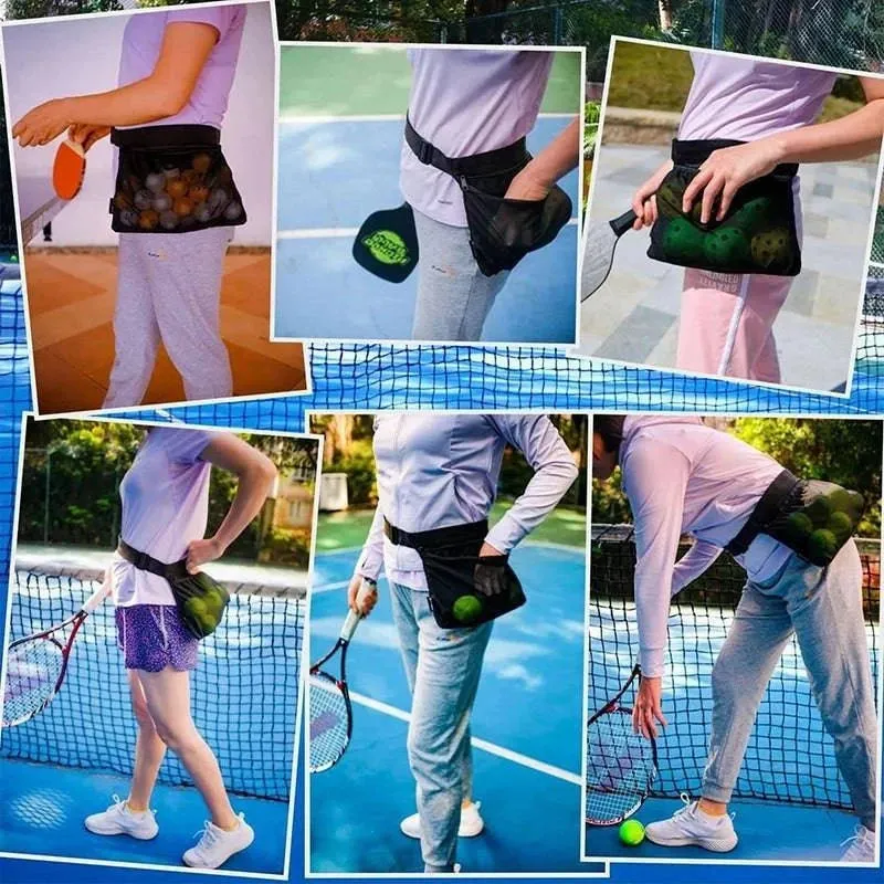 Large Capacity Tennis Training Ball Pocket Lightweight Multifunctional Tennis Ball Bag Adjustable Belt Professional Sports Gear