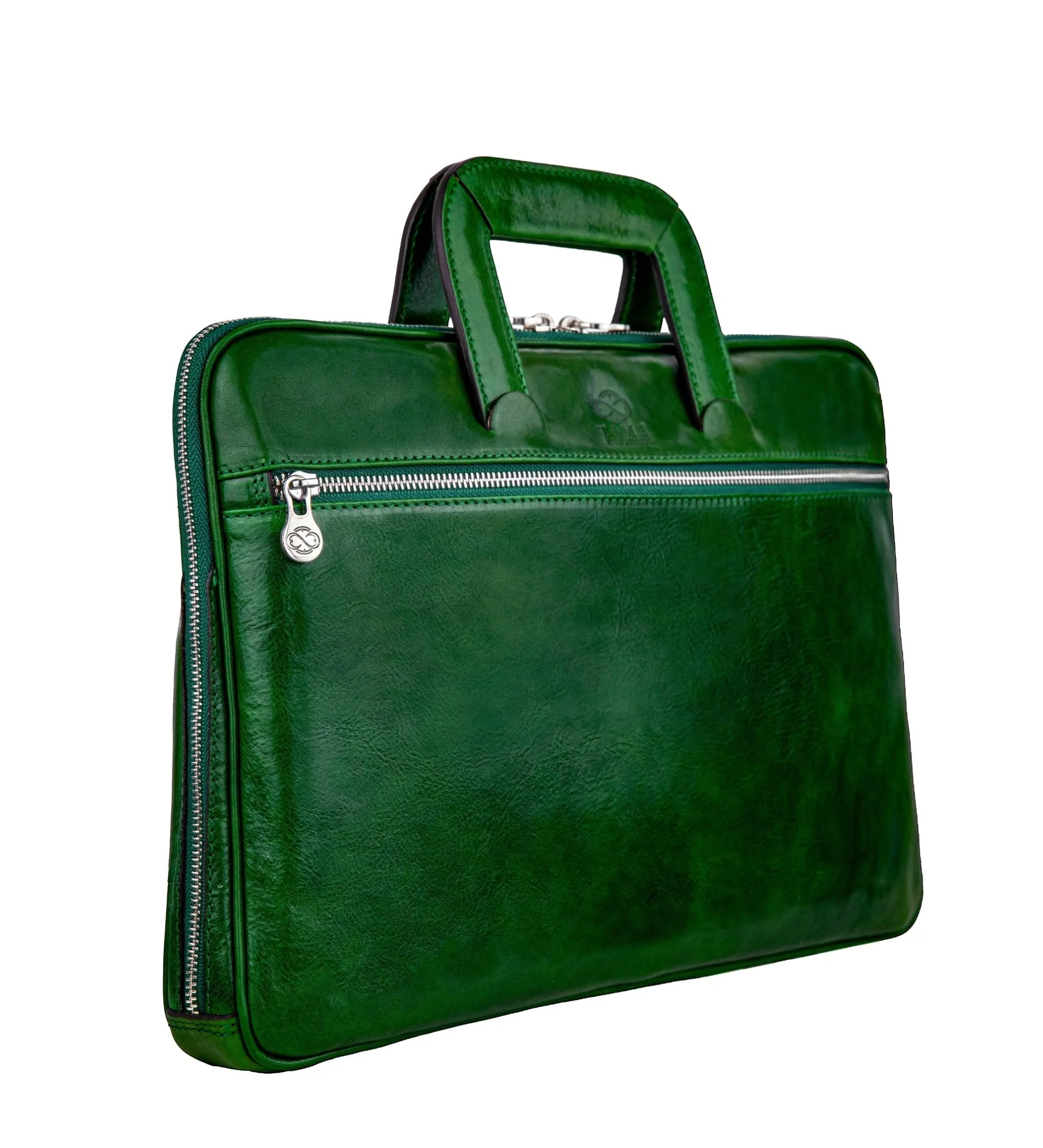 Leather Briefcase Laptop Bag - Brave New World