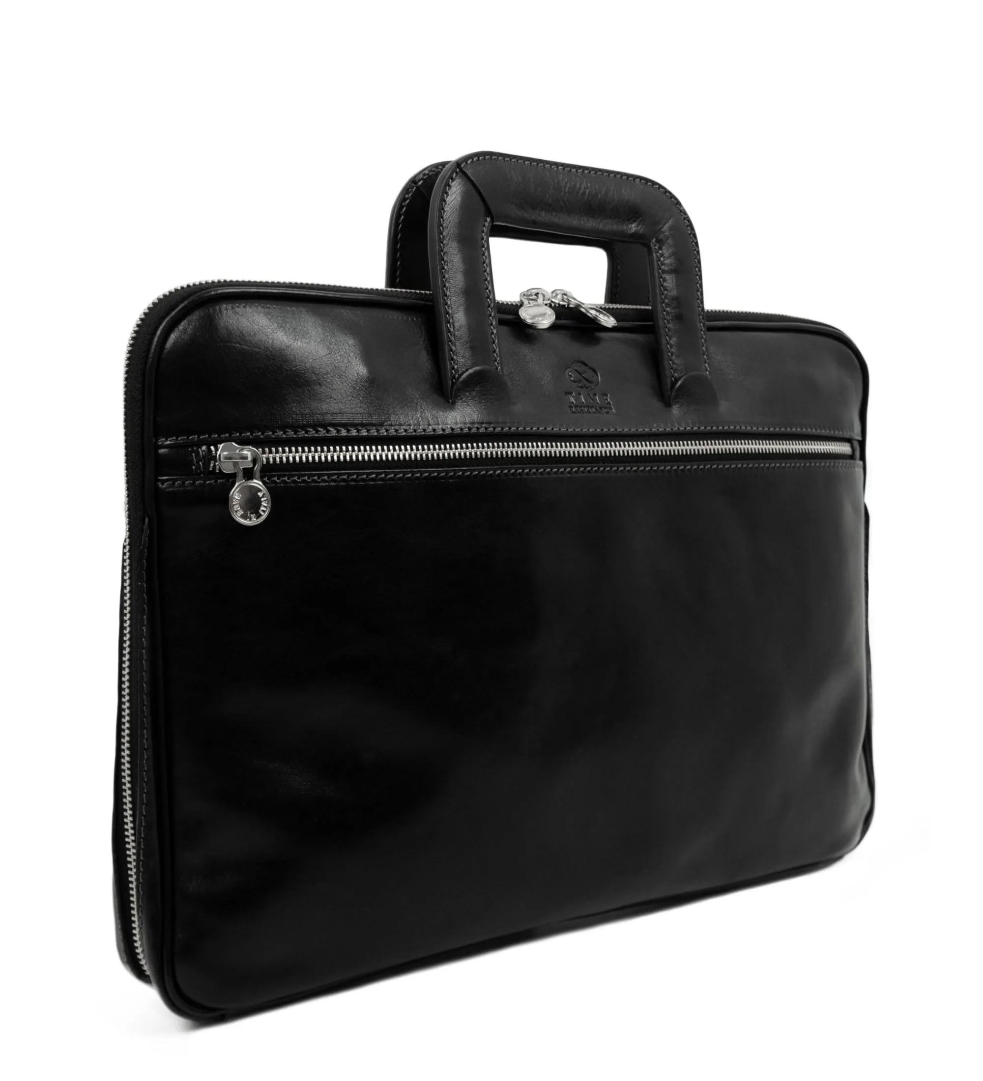 Leather Briefcase Laptop Bag - Brave New World