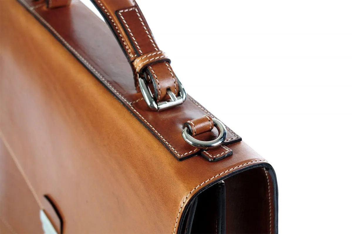 Leather Briefcase - The Arrezo - Terra Tan