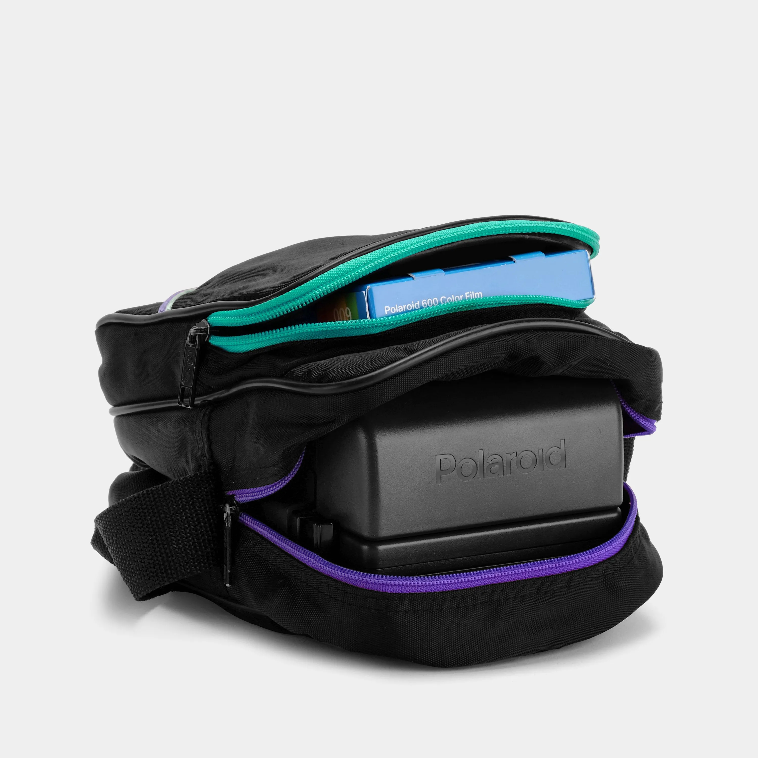 Lebo Voyager Black with Turquoise and Purple Stripes Camera Bag