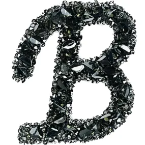 Letter B Black Sparkling Rhinestone Patch