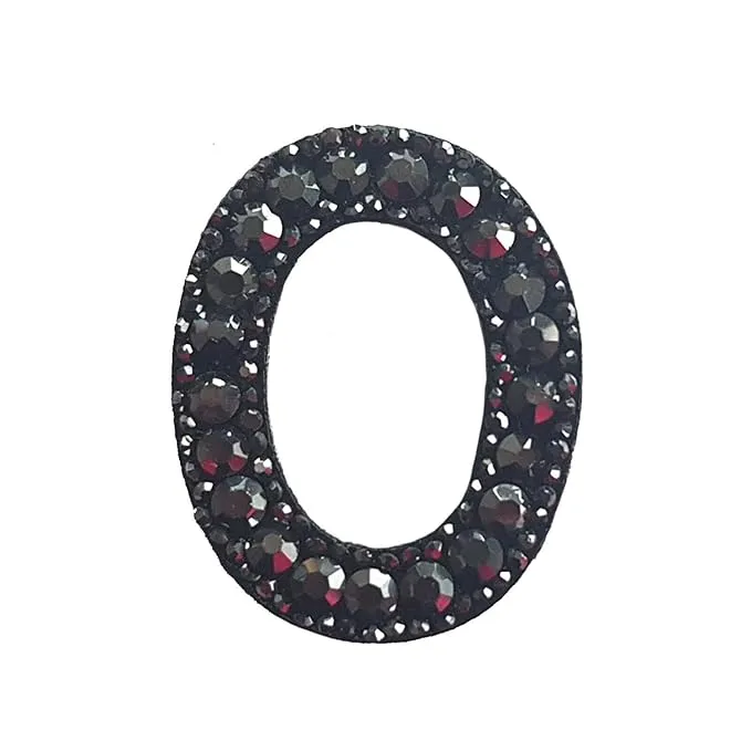 Letter O Black Rivet Hematite Hot fix Or Sew Patch