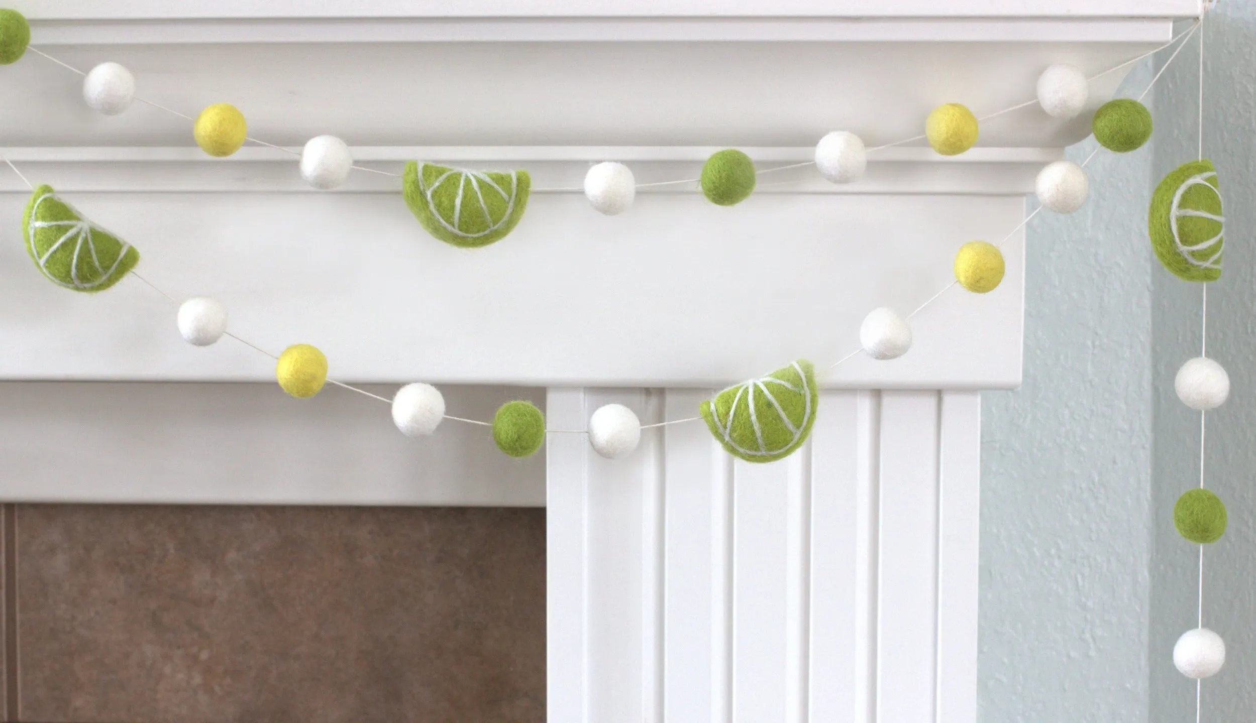 Lime Felt Garland- Yellow, Green & White