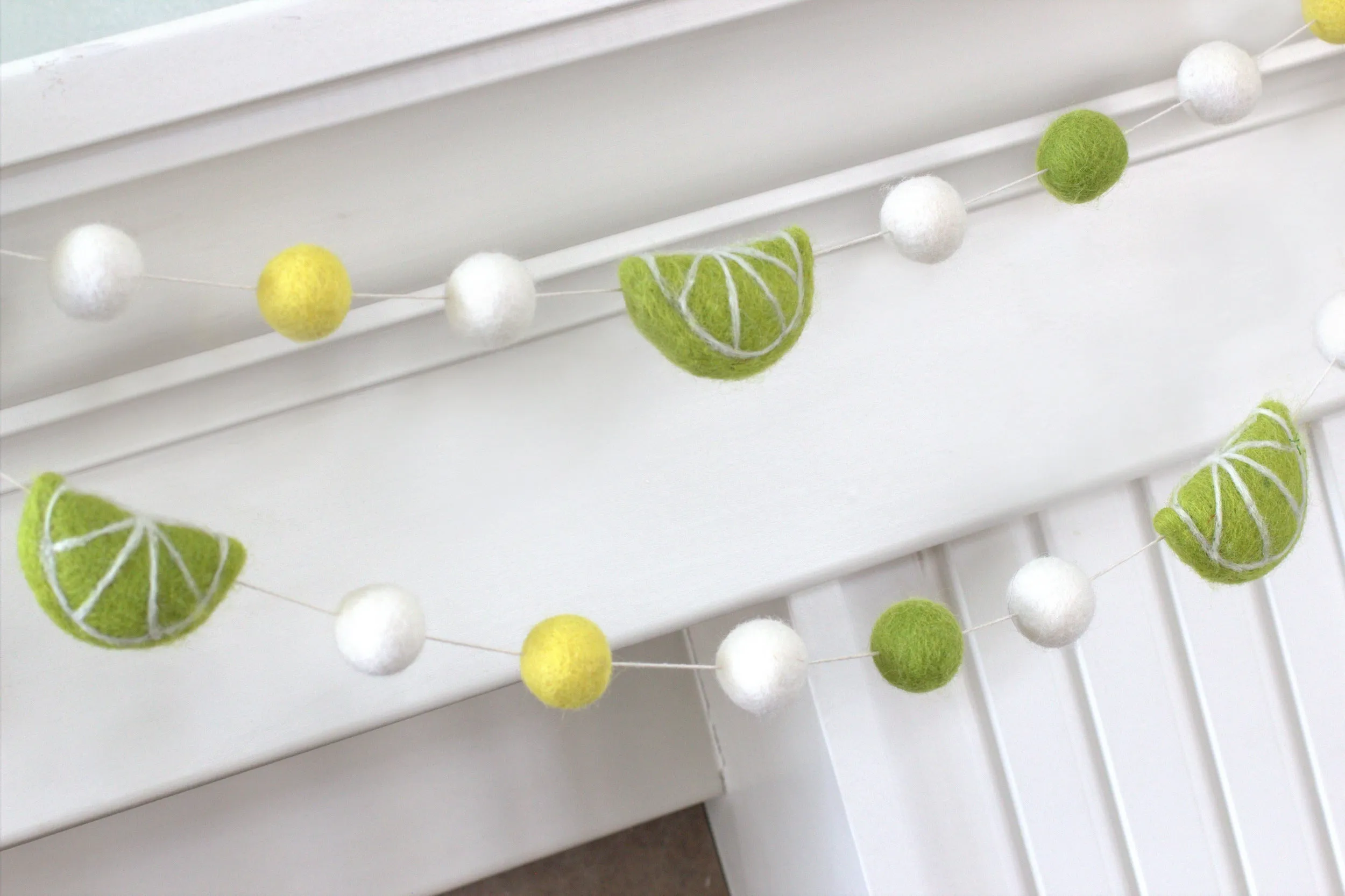 Lime Felt Garland- Yellow, Green & White