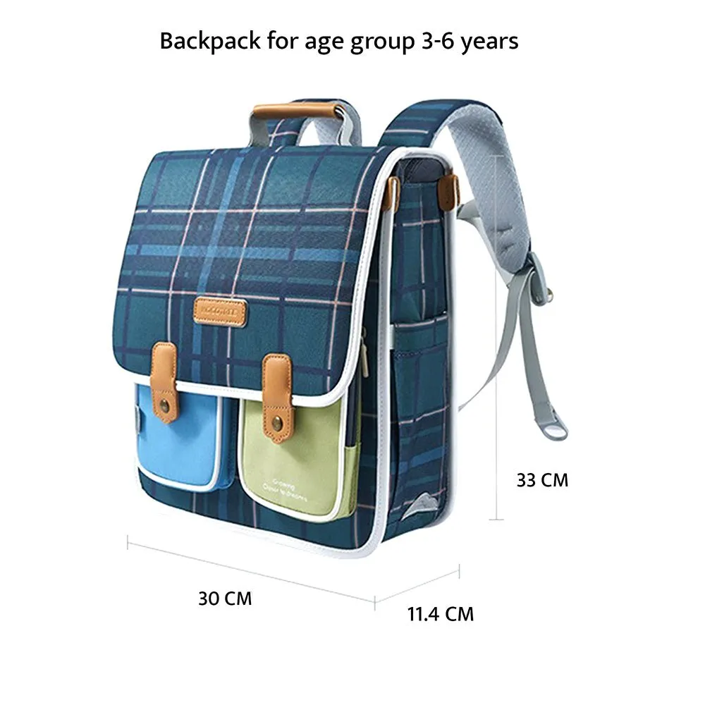 Little Surprise Box Blue Scottish Plaid Checks Rectangle Style Backpack for Kids