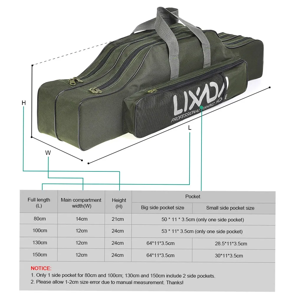 Lixada 210cm  Fishing Bag Portable Folding Fishing Rod Reel Bag Fishing Pole Gear Tackle Tool Carry Bag Storage Bag Organizer