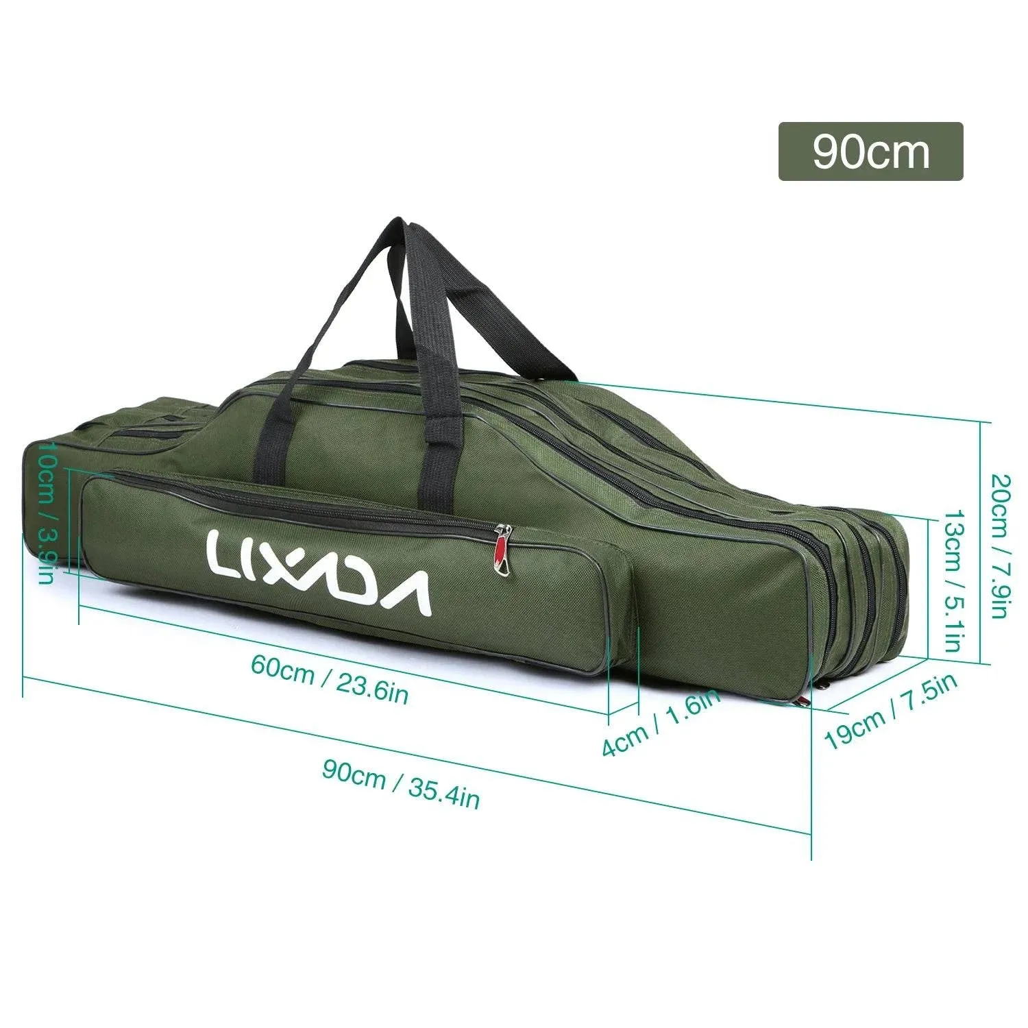 Lixada 3-Layer Portable Folding Fishing Rod Bag 90cm/120cm/150cm Fishing Tackle Case Multifunctional Fishing Rod Bags Case