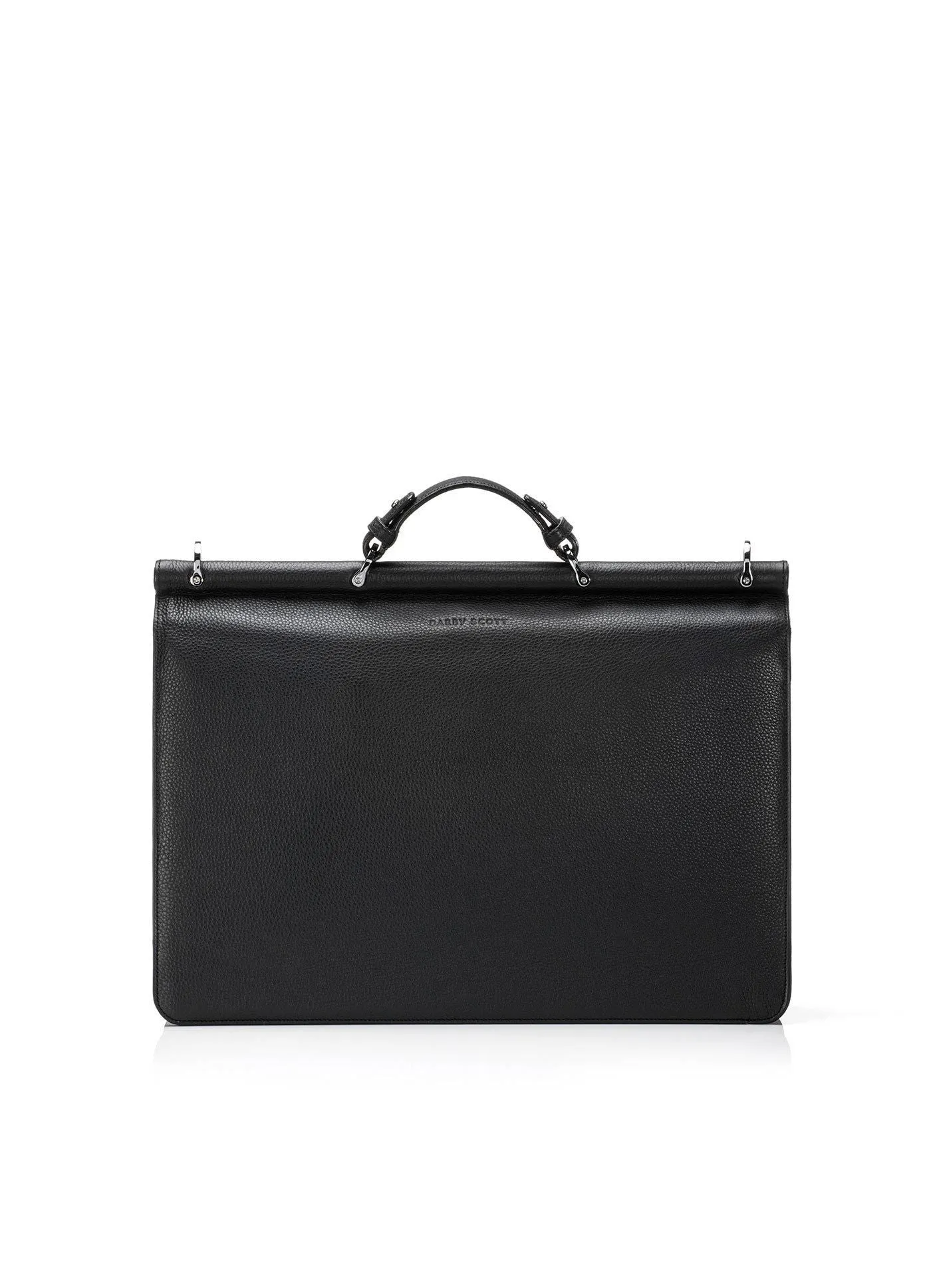 London Dowel-Top Attaché - Black Leather Briefcase