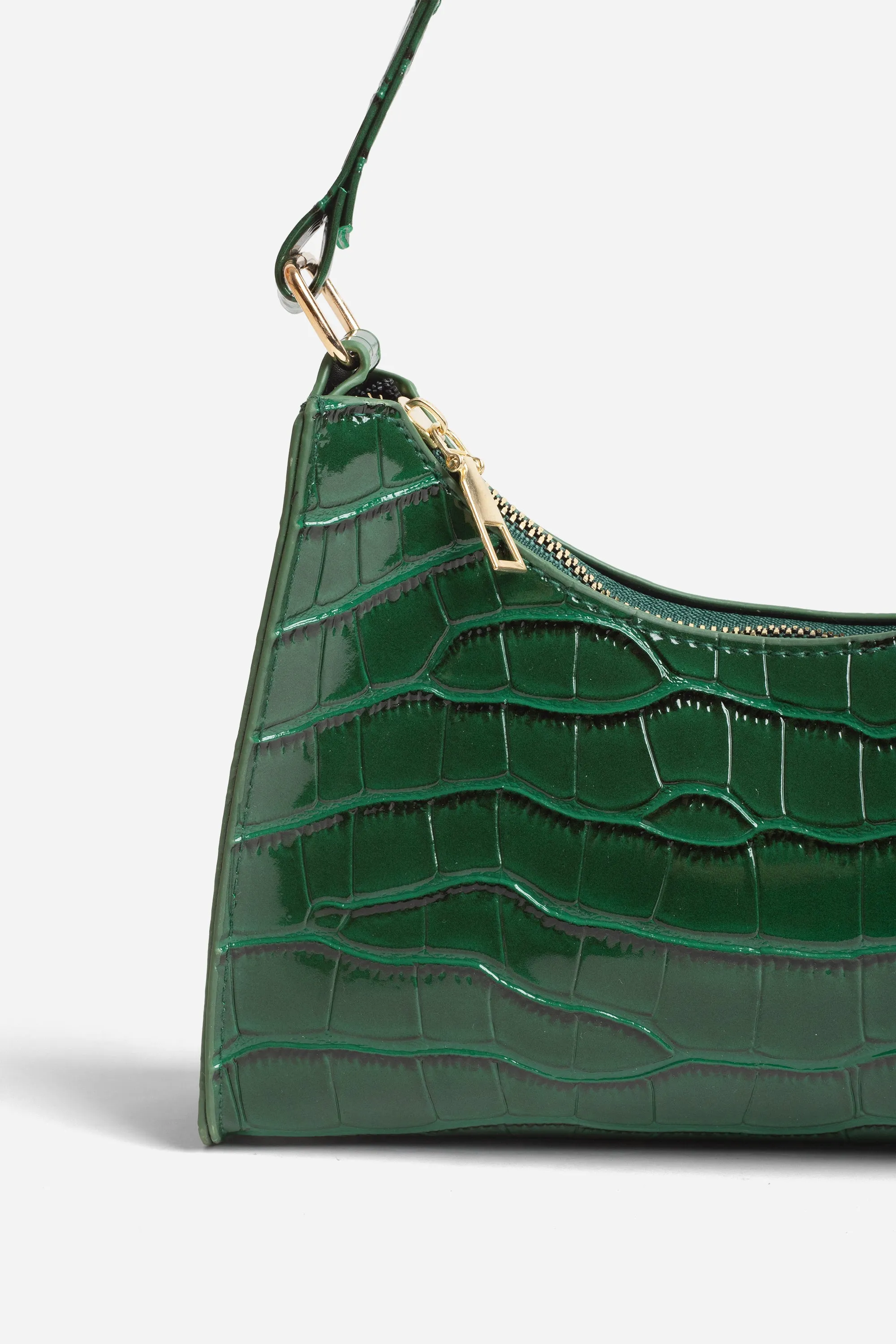 Lucia Mini Green Croc Bag