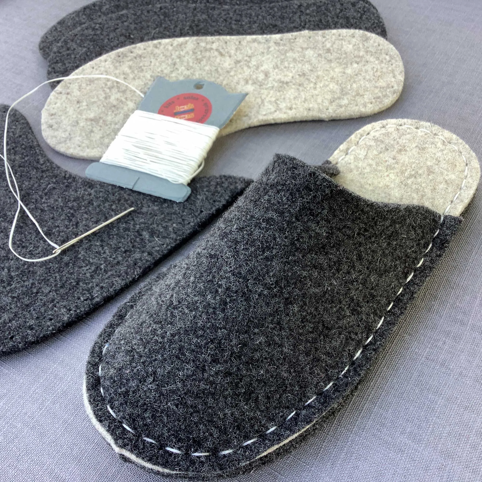 Make your own Felt Slipper Kit with Suede Outsoles