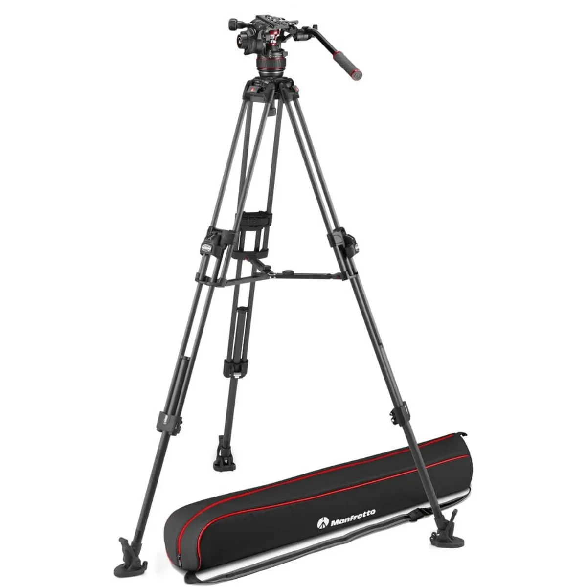 Manfrotto 608 Nitrotech Fluid Head with 645 FAST Twin Carbon Fibre Tripod System and Bag