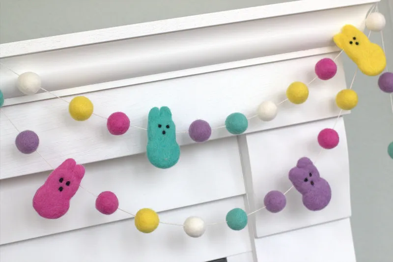 Marshmallow Bunny Easter Garland- Bright Colors