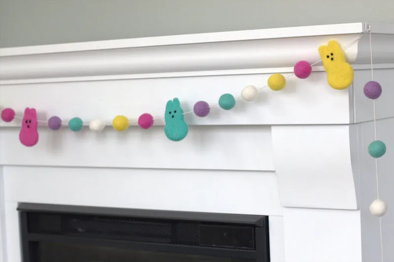 Marshmallow Bunny Easter Garland- Bright Colors