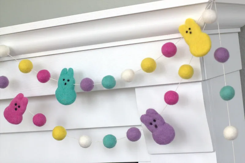 Marshmallow Bunny Easter Garland- Bright Colors