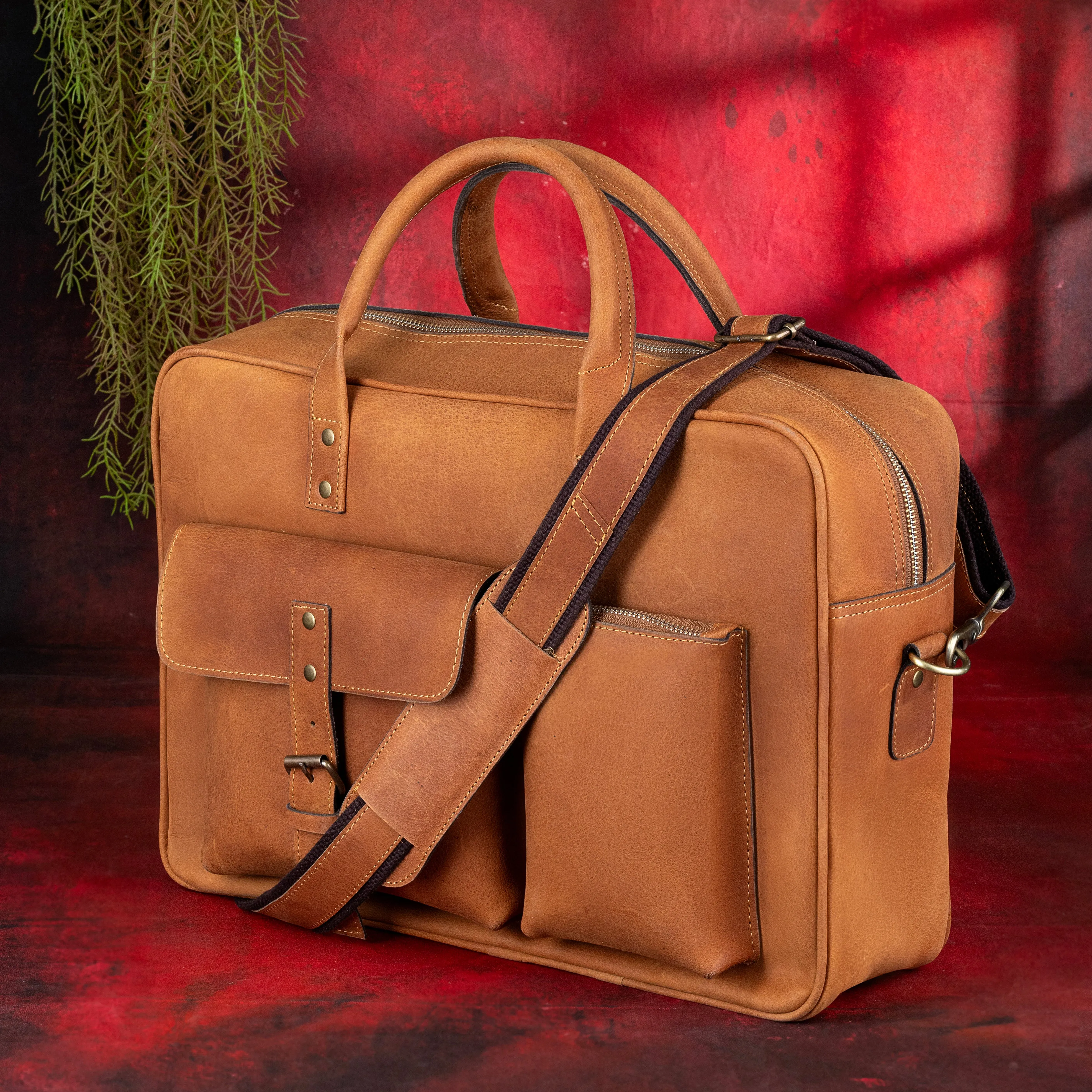 Master Mason Blue Lodge Briefcase - Brown Leather Crazy Horse finish