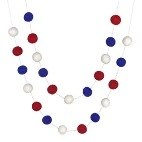 Matthew   Mae - Fourth July Garland- Red, Royal Blue White Felt Ball Garland