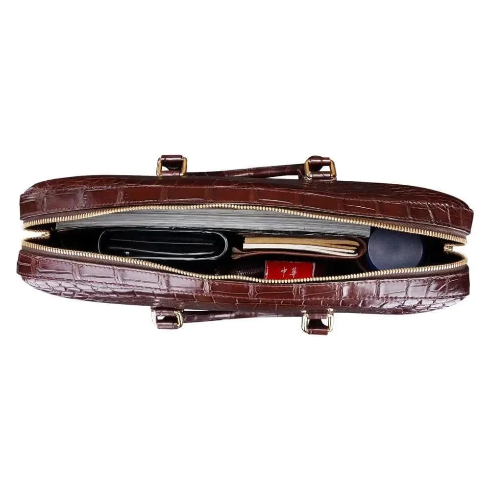 Men's  Crocodile Leather Briefcase Top Handle Bag  |  Rossieviren