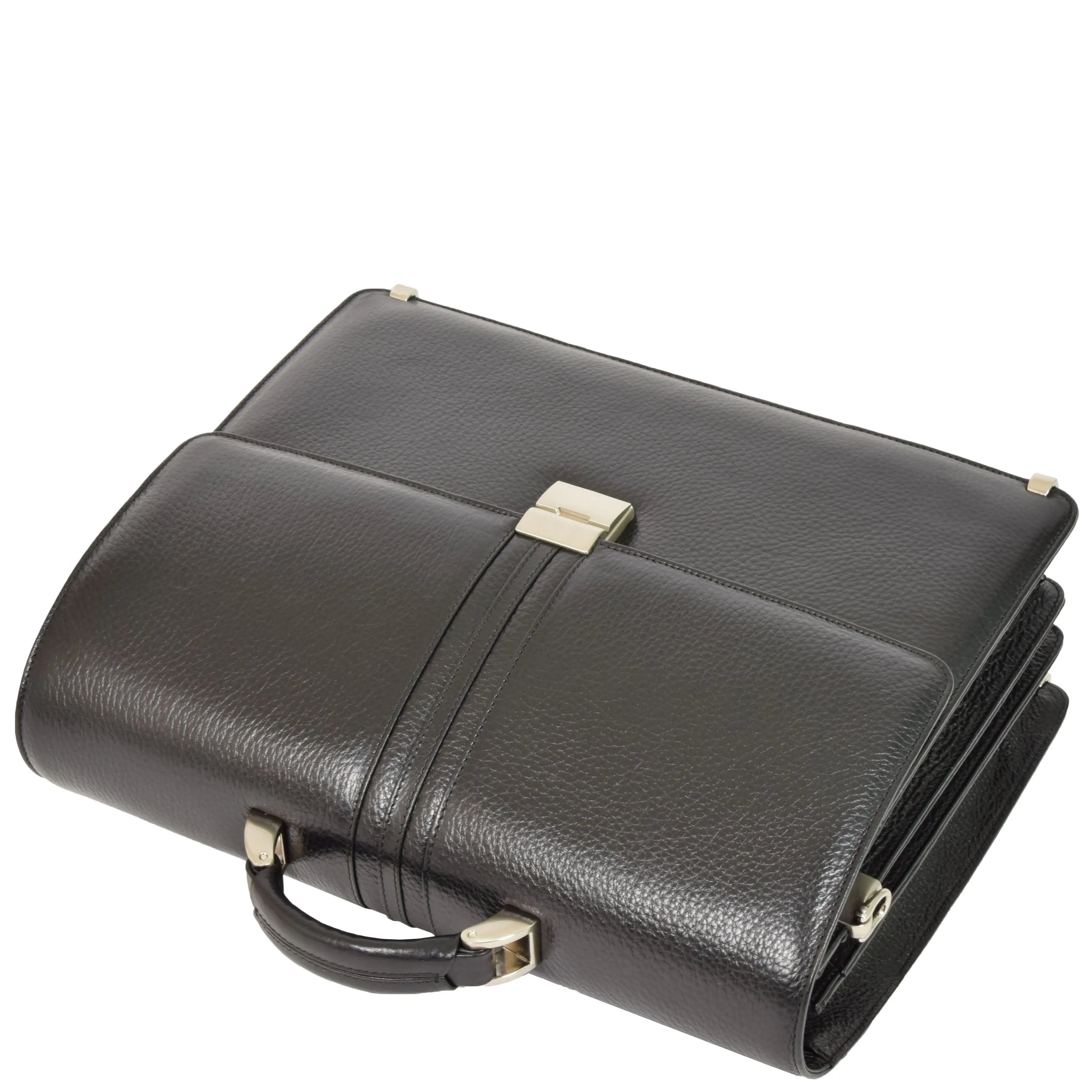 Mens Real Leather Briefcase Classic Bag Organiser CARTER Black