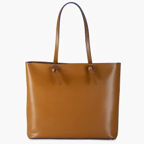 Milano Large Leather Shoulder Tote Bag - Cognac