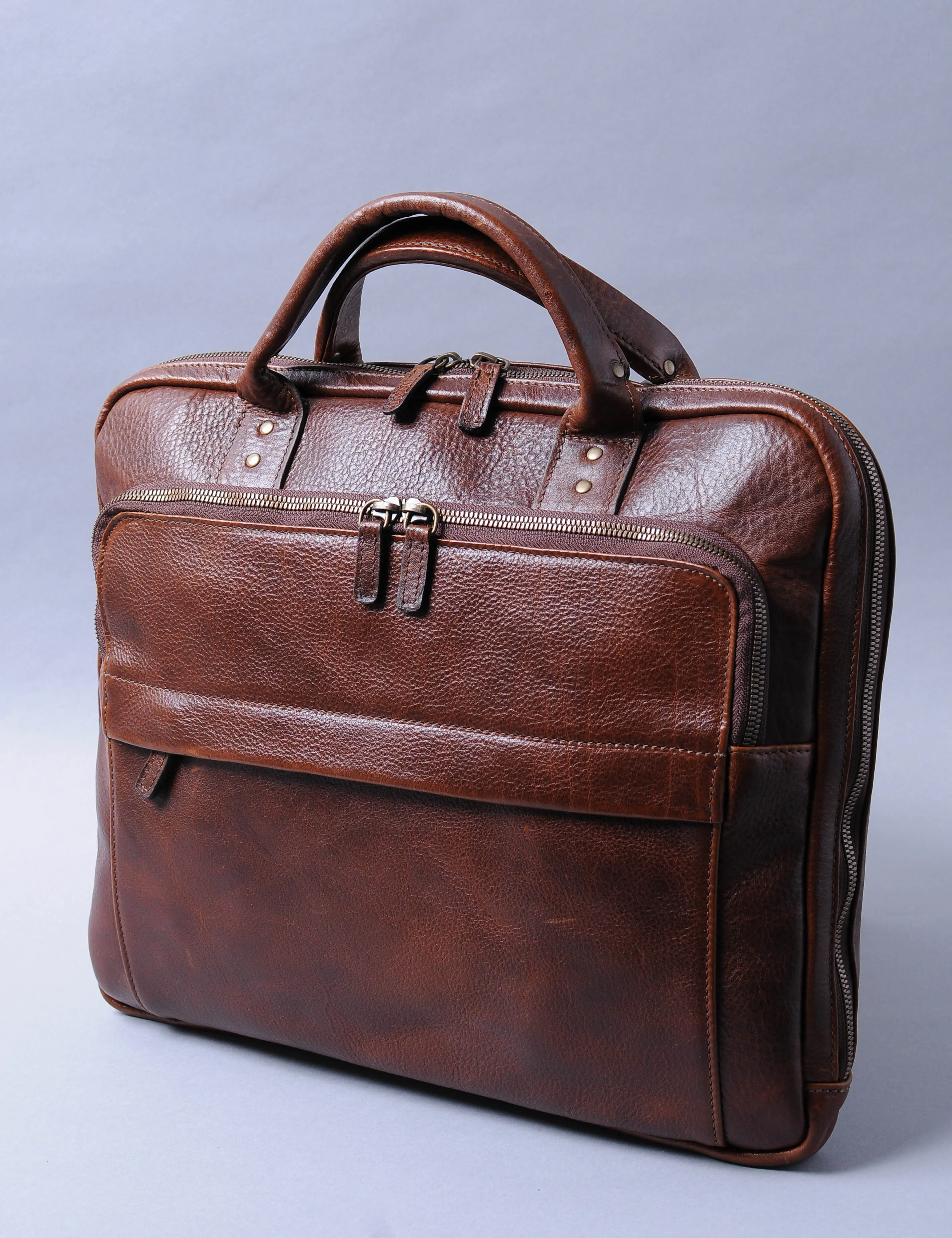 Moore & Giles Jay Briefcase - Titan Milled Brown