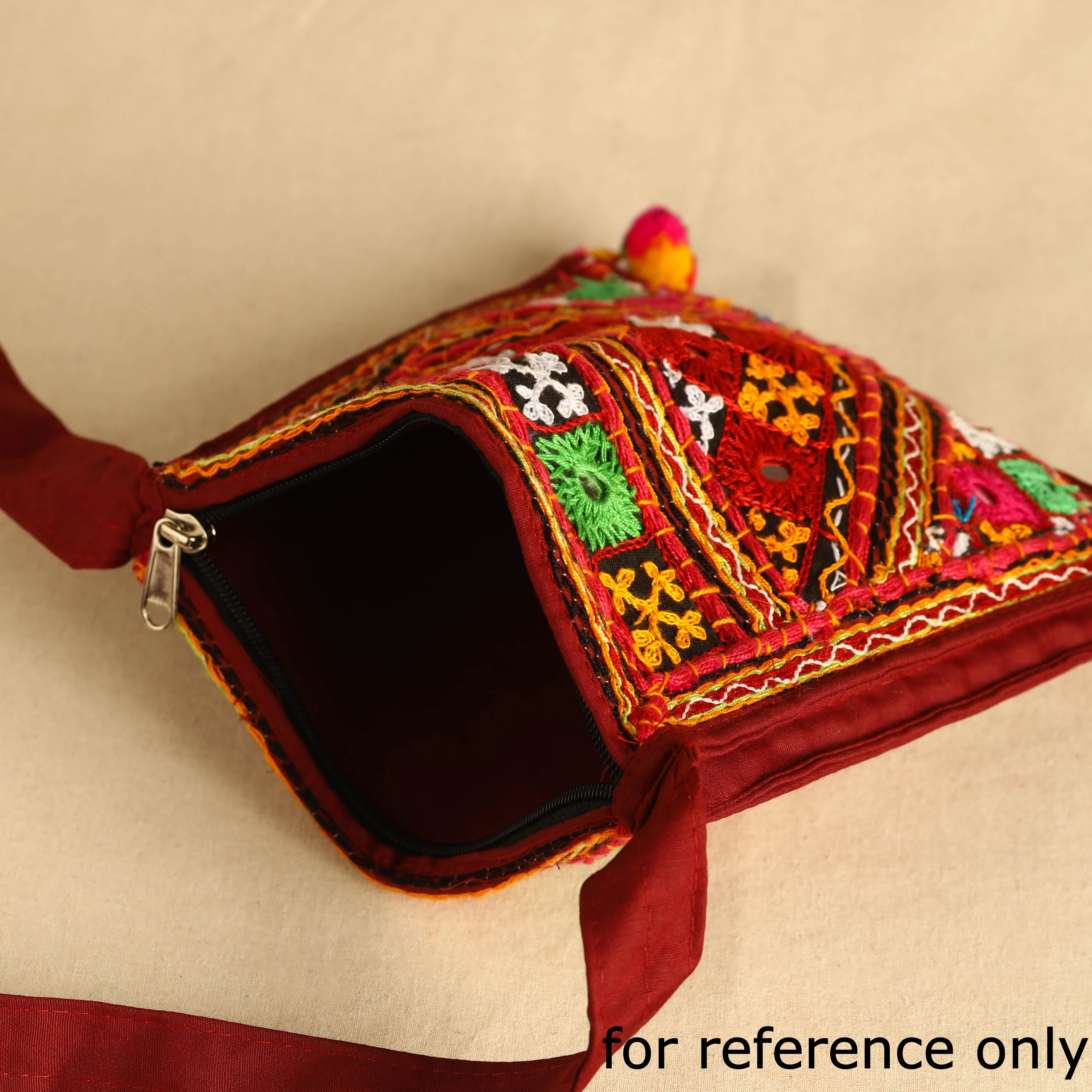 Multicolor - Kutch Abhla Bawariya Hand Embroidery Mirror Work Sling Bag 13