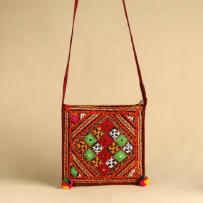 Multicolor - Kutch Abhla Bawariya Hand Embroidery Mirror Work Sling Bag 13