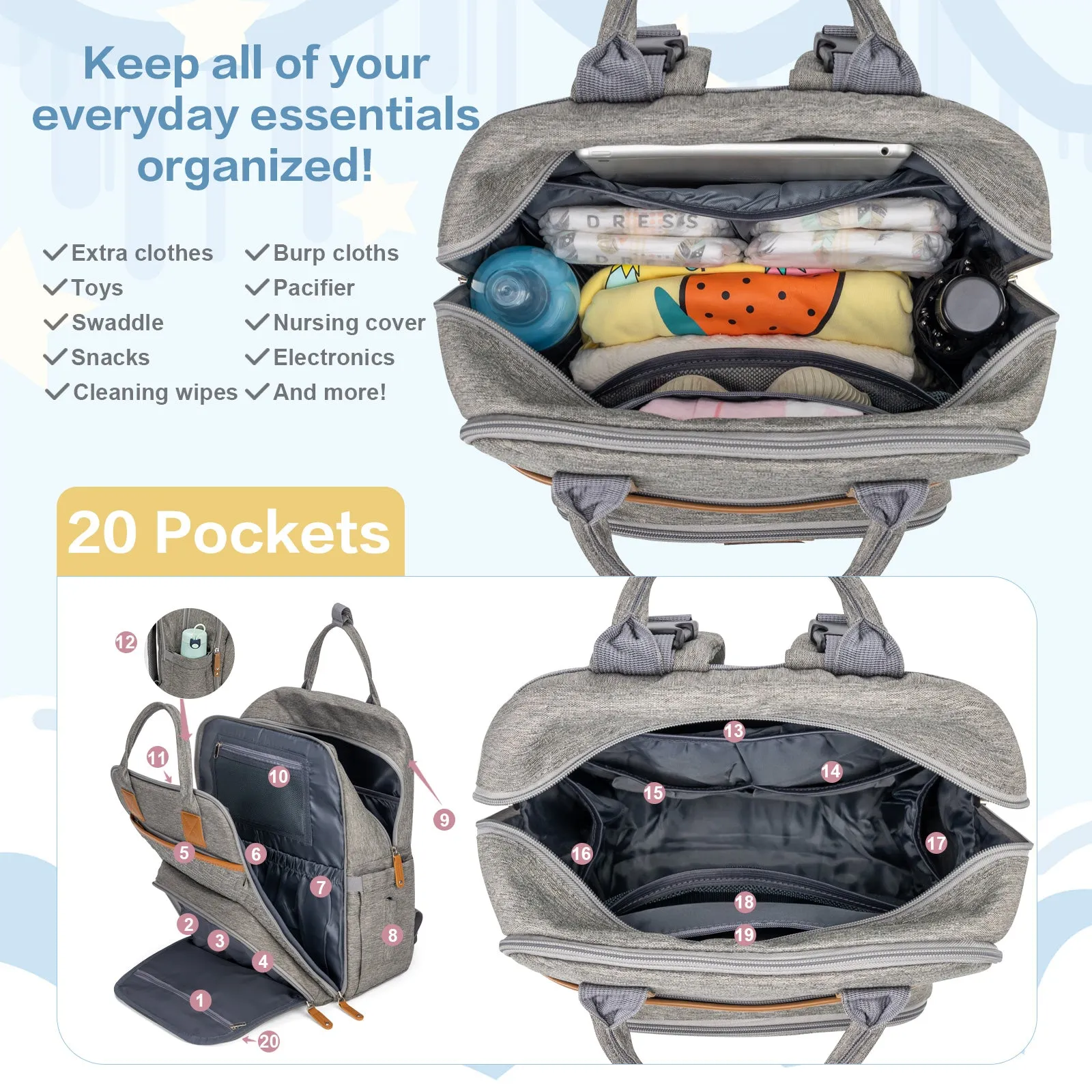 Multifunction Mommy Backpack Baby Diaper BagsMMB-3