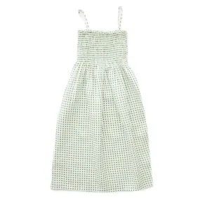 Oeuf Tie Strap Dress Green Dots Adult