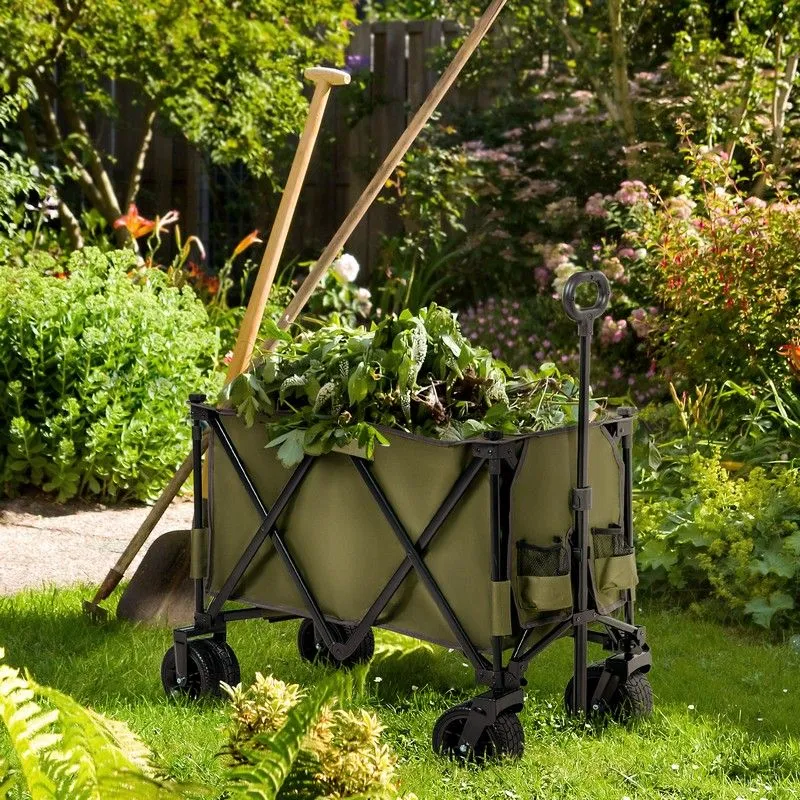 Outsunny Folding Garden Trolley on Wheels