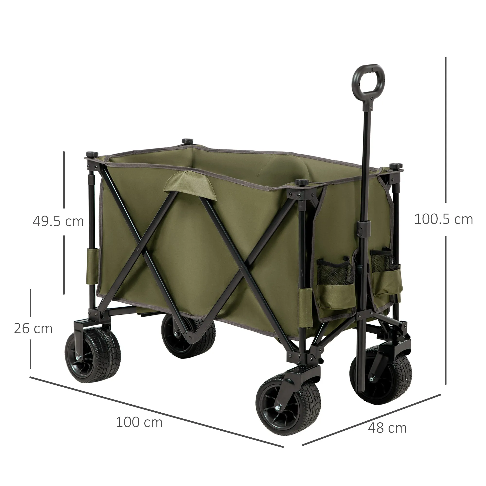 Outsunny Folding Garden Trolley on Wheels