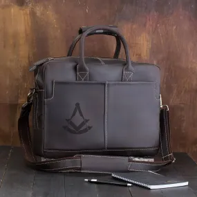 Past Master Blue Lodge Briefcase - Matte Brown Leather