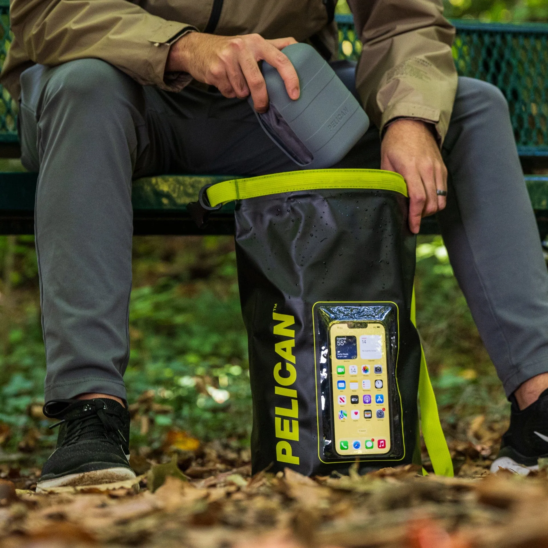 Pelican Marine Waterproof 5L Dry Bag (Black/ Hi Vis Yellow) - Phone Pouch