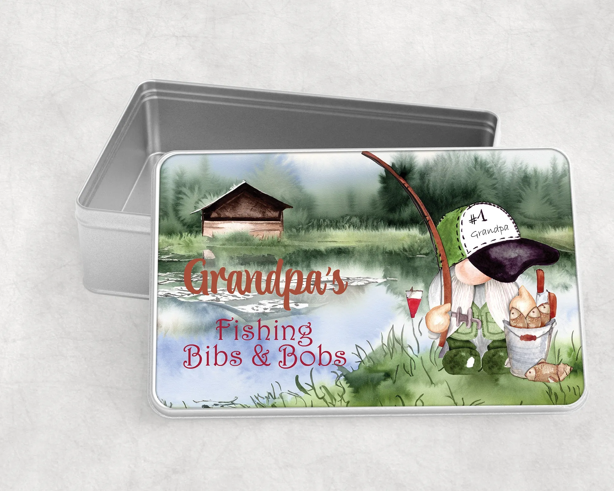 Personalised Storage Tin, Grandpa's Fishing