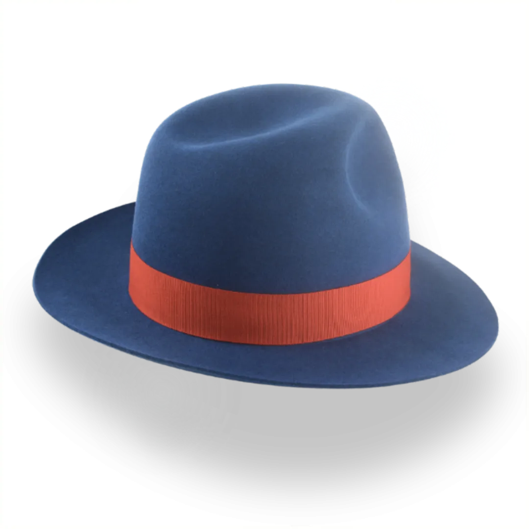 Premium Rabbit Fur Felt Blue Poet Fedora Hat | The Pulsar