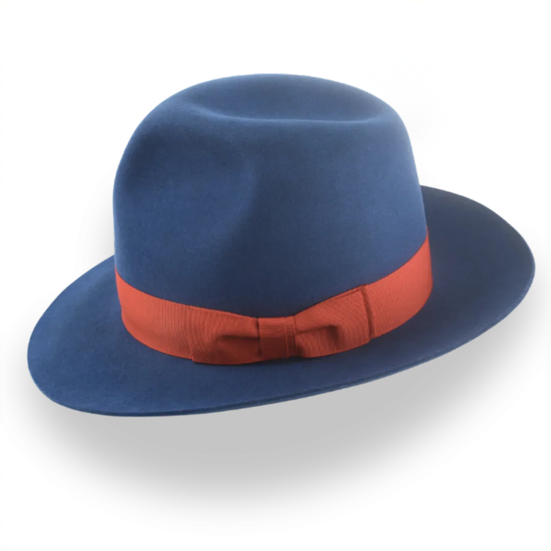 Premium Rabbit Fur Felt Blue Poet Fedora Hat | The Pulsar