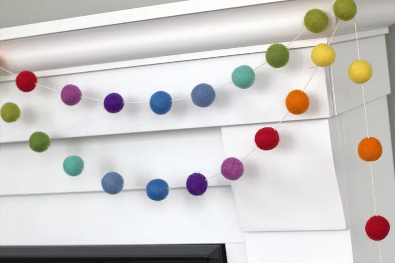 Rainbow Felt Ball Garland