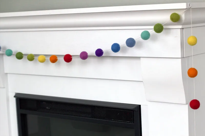 Rainbow Felt Ball Garland