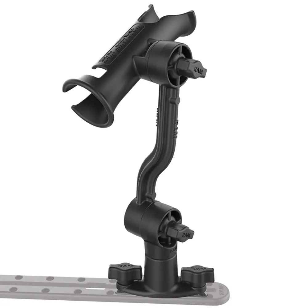 RAM Mount RAM Tube Jr. Rod Holder with Spline Post, Extension Arm and Track Base [RAP-390-PA-421]