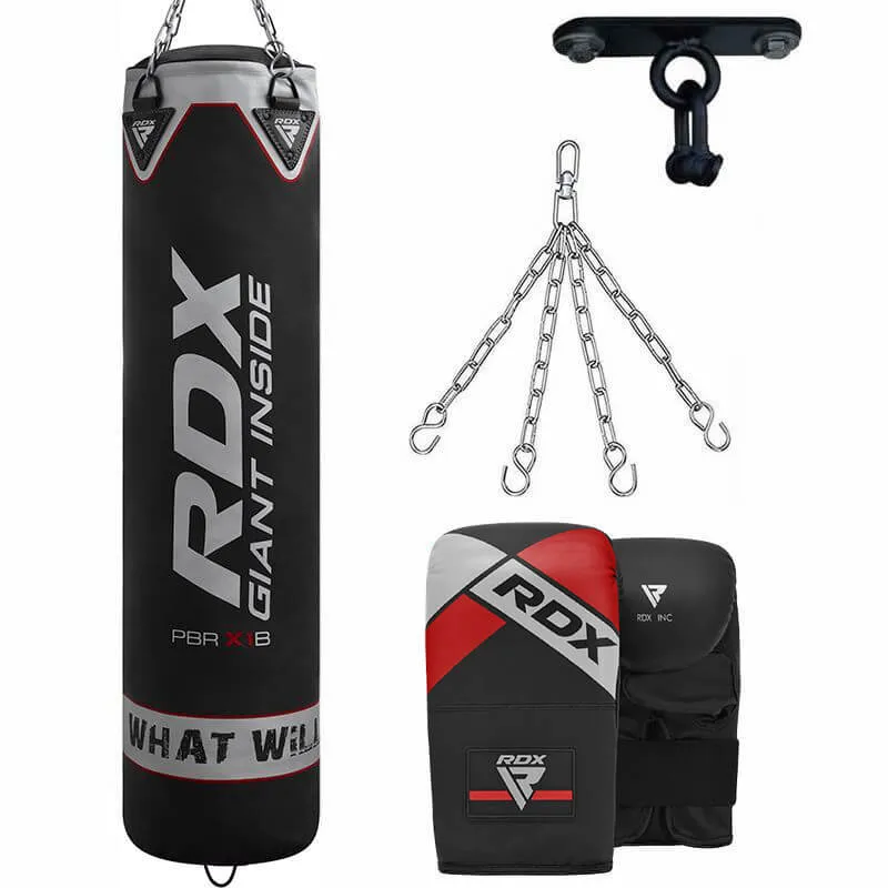 RDX X1 4ft / 5ft 4-in-1 Punch Bag with Mitts & Ceiling Hook Set