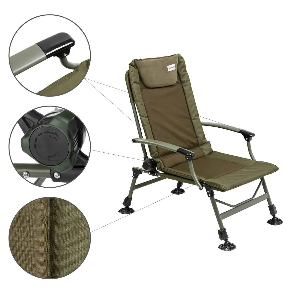 Reclining Aluminum Camping Chair with Adjustable Legs