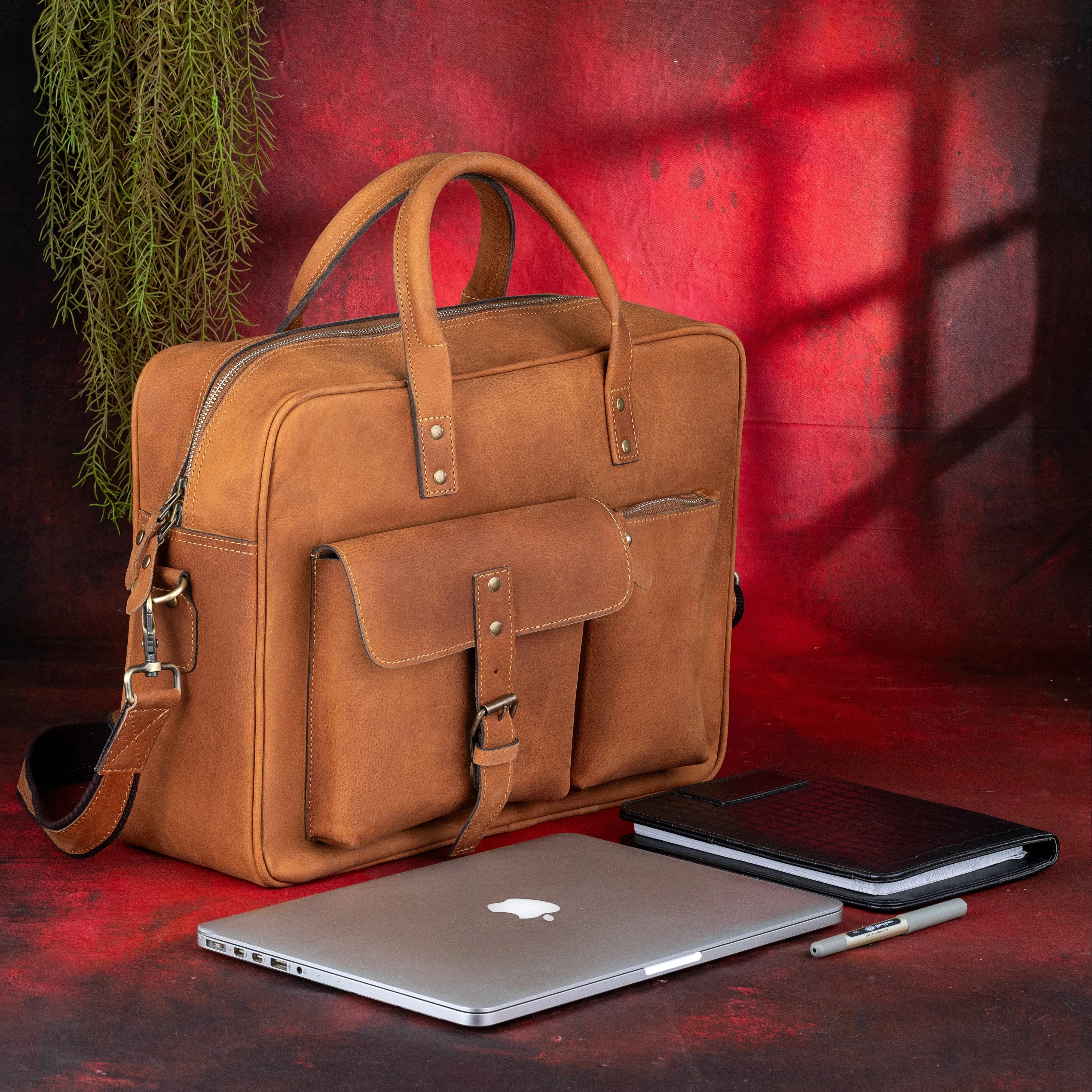 Royal Arch Chapter Briefcase - Brown Leather Crazy Horse finish