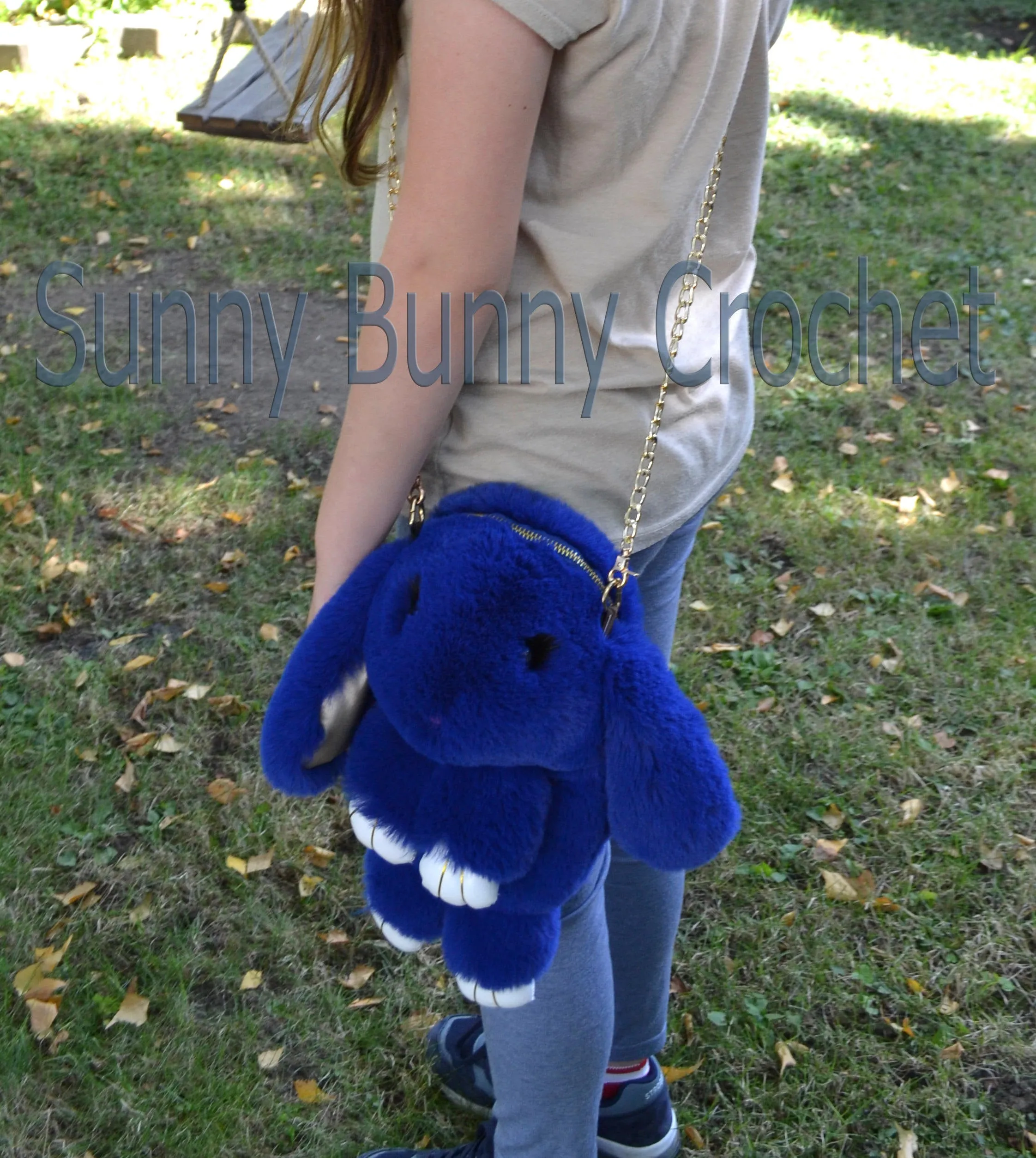 Royal Blue Rabbit Backpack Real Fur Bag Bunny Shoulder Bag  Women Purse Girls Handbag Phone Bag Animal Bag Chain Clutch Purse Cosmetic Bag